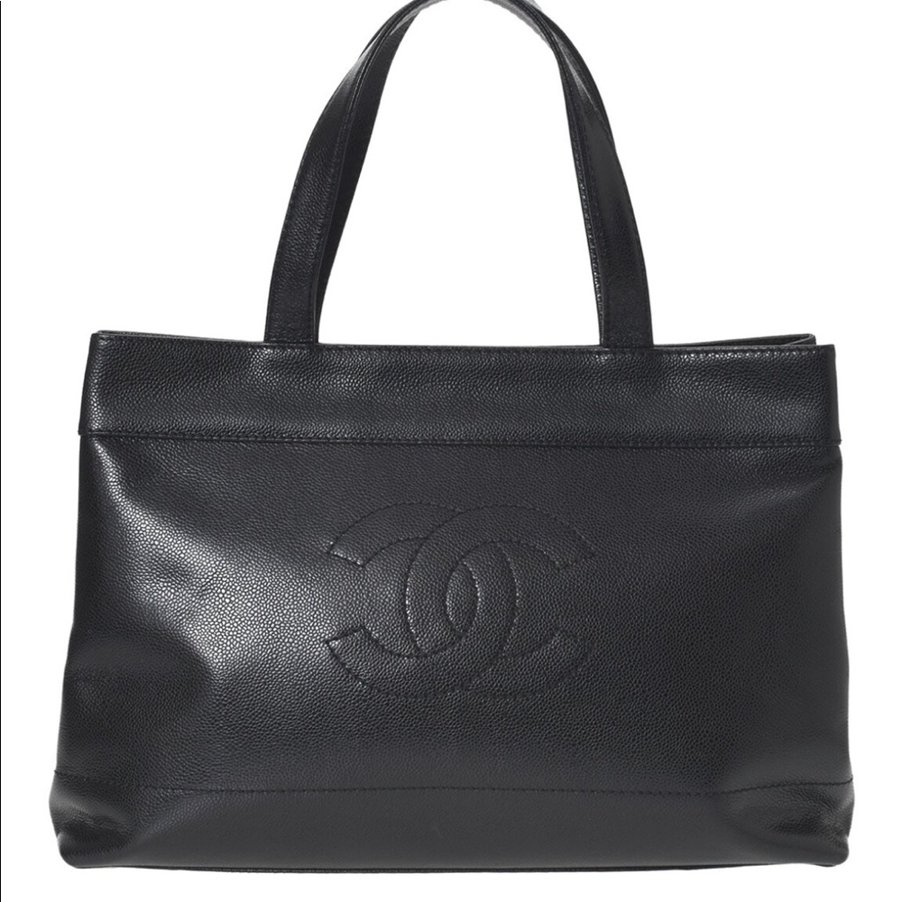 Authentic Chanel Black Calfskin Leather Tote (Pre-Owned)